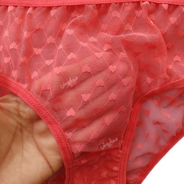 ست شورت و سوتین توری فنردار طرح قلب گلبهی